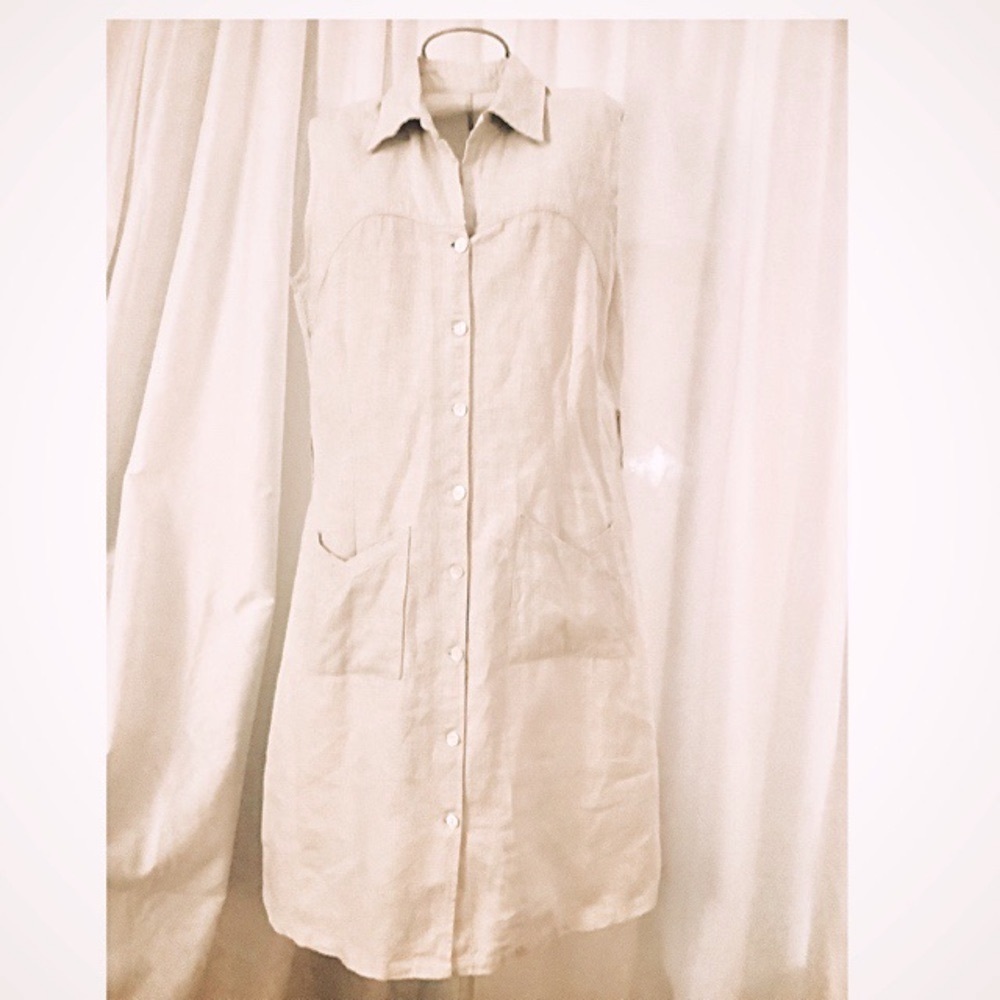 Jill Mcgowen cream, linen dress. Size small